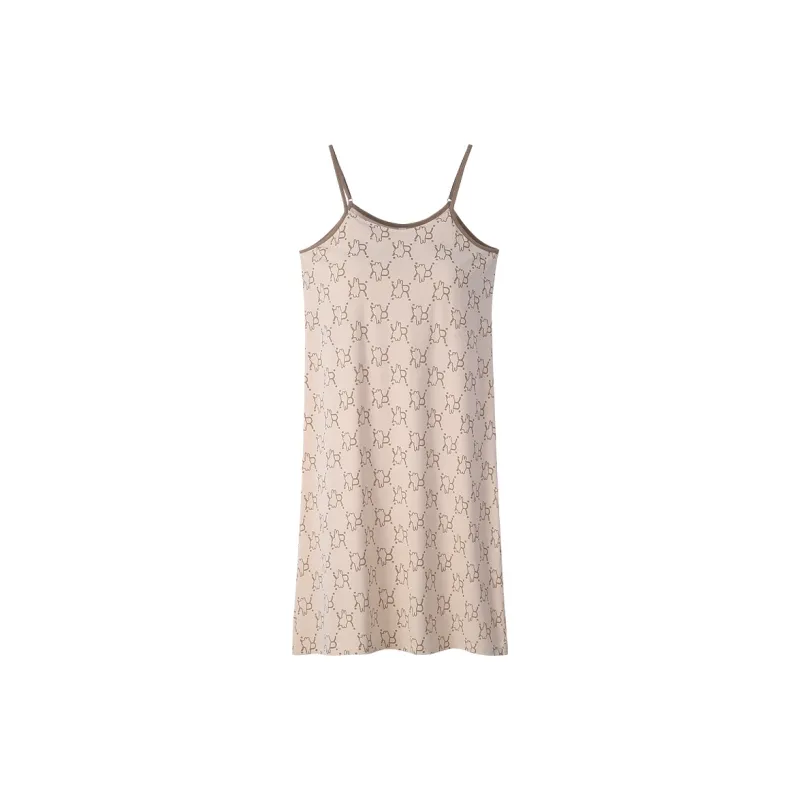 Sha Qian Nightgown Summer Women's Milk Tea Beige-0