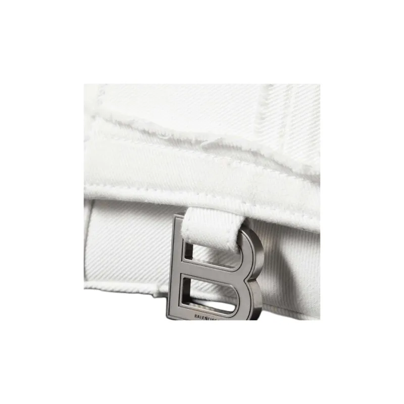 Balenciaga Hourglass Denim Shoulder Bag Crossbody Bag Handbag Women's White-3