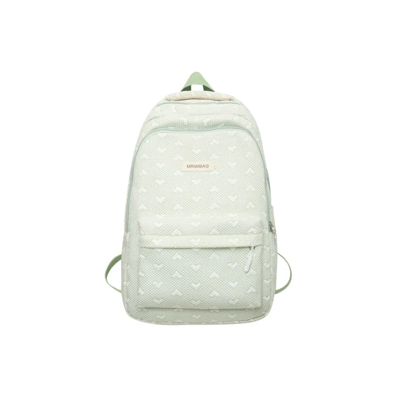 Travel Nylon Backpack Women's Light Gray/Green/Ecru/Pink-2