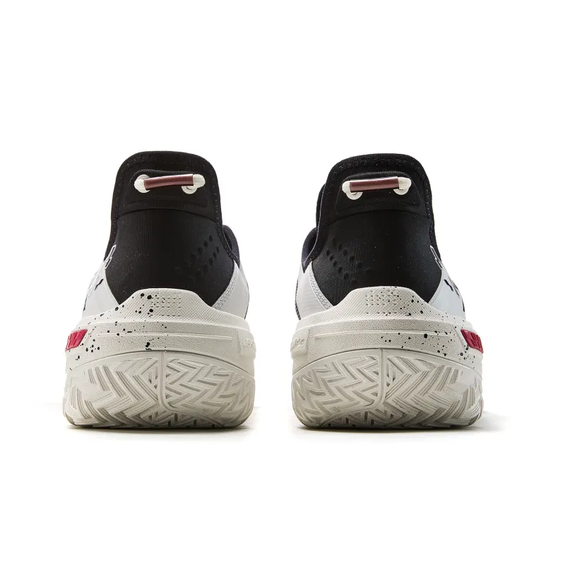 LiNing Jie Ao Black Flame Cushioned Slip Resistant Abrasion Resistant Low Top Basketball Shoes Men's Black White-5