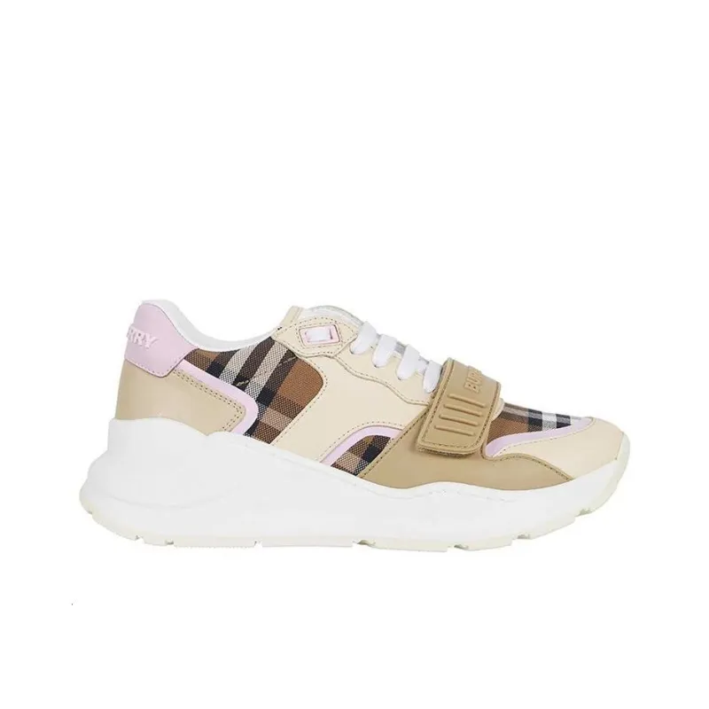 Burberry Ramsey Abrasion Resistant Low Top Sports Casual Shoes Women's Yellow Pink White-1