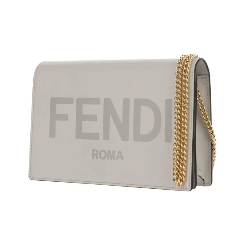 FENDI Cow Leather Portable Crossbody Bag, Shoulder Bag Women's Gray-1