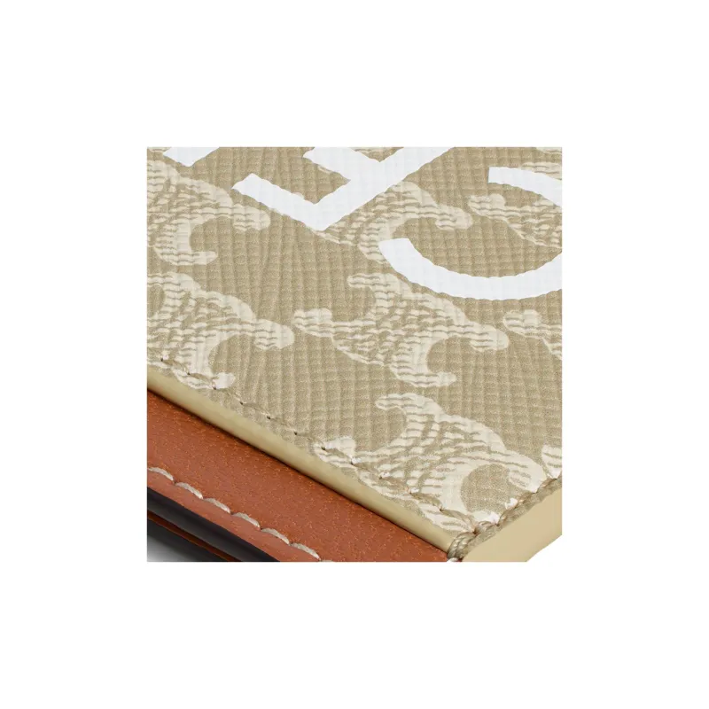 CELINE Triomphe Canvas With Lambskin Card Holder Women's Greige-3