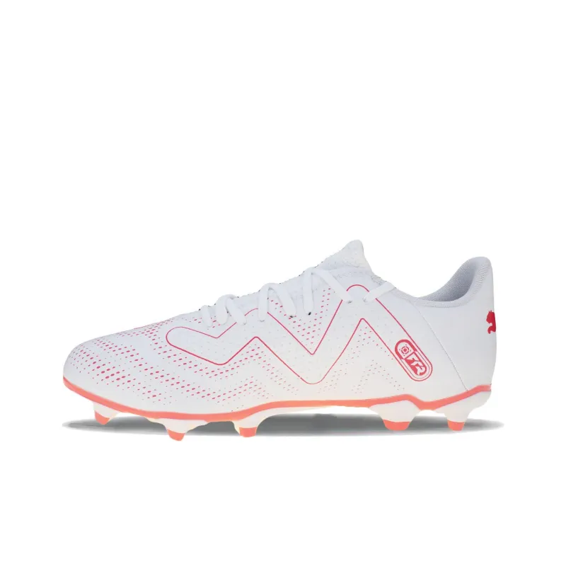 PUMA Future Play AG Short Rubber Studs FG Long Rubber Studs Cushioning, Wear Resistant Soccer Shoes Unisex White Red-0