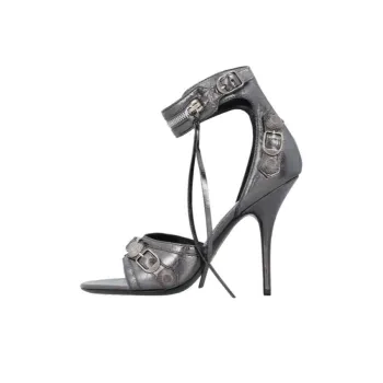 Balenciaga Cagole Metallic Heeled Sandals Women's