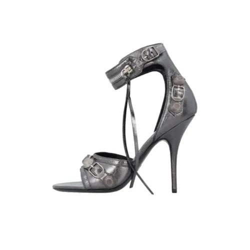 Balenciaga Cagole Metallic Heeled Sandals Women's