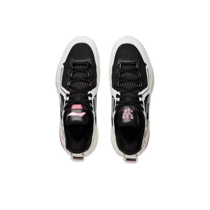 LiNing Jie Ao Black Flame Cushioned Slip Resistant Abrasion Resistant Low Top Basketball Shoes Men's Black White-3
