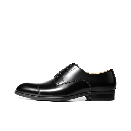 THOM WILLS Business Shiny Calfskin Derby Shoes Dress Shoes Men's Black