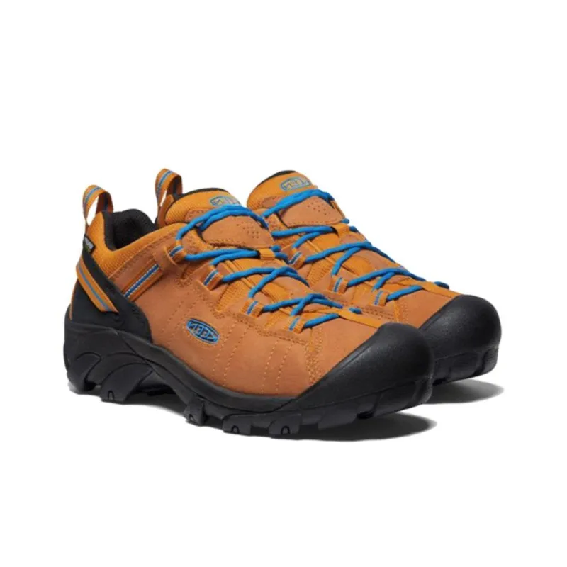 KEEN Targhee II WP Cushioning, Wear Resistant Low Top Hiking Shoes Men's Blue Brown-2