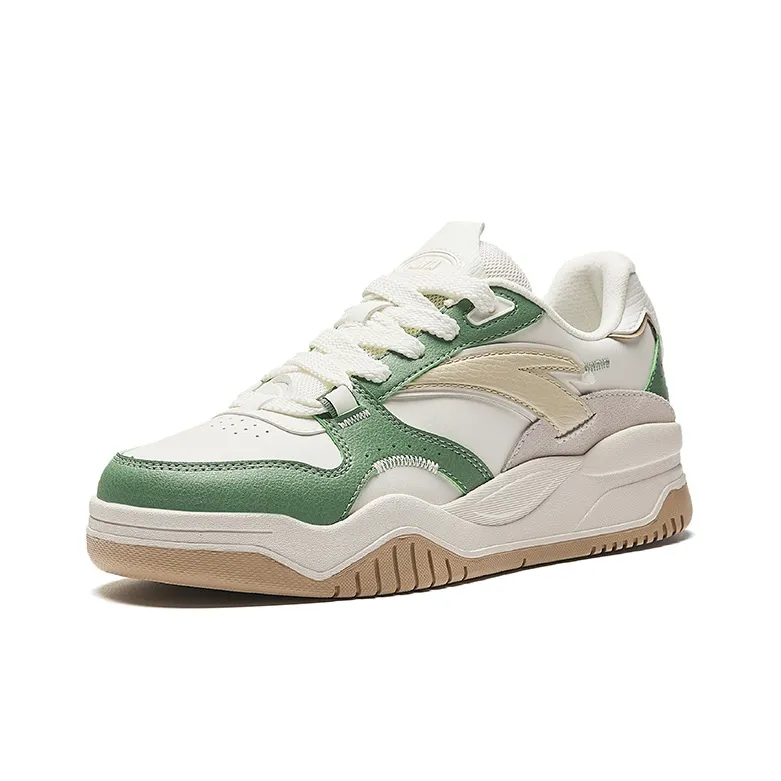 Anta Wave Shoe Anti Slip And Wear Resistant Height Increasing Low Top Skateboard Shoes Women's White Green Yellow-1