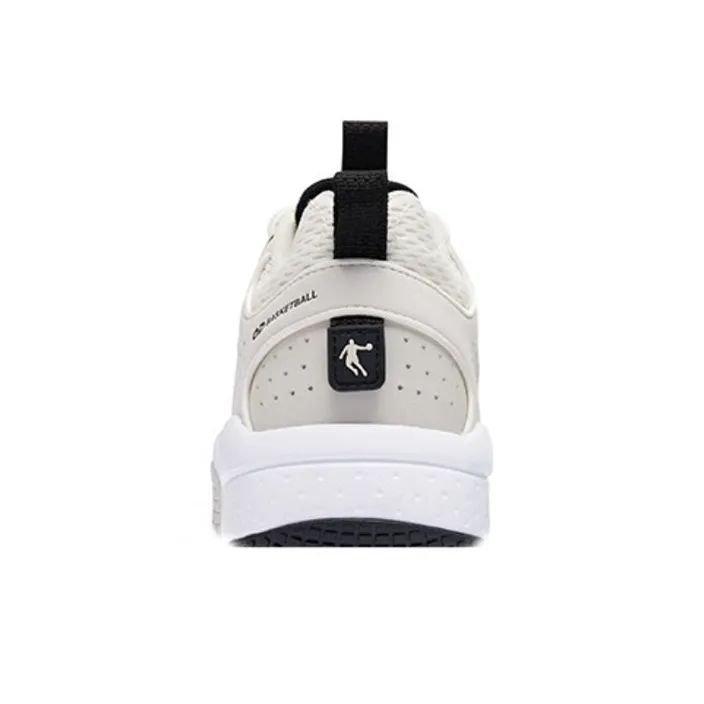 QIAODAN Anti Slip Wear Resistant Mid Top Basketball Shoes Women's White-3