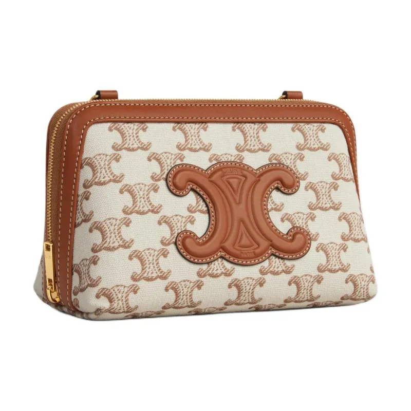 CELINE Calfskin One Shoulder Clutch Women's White-1