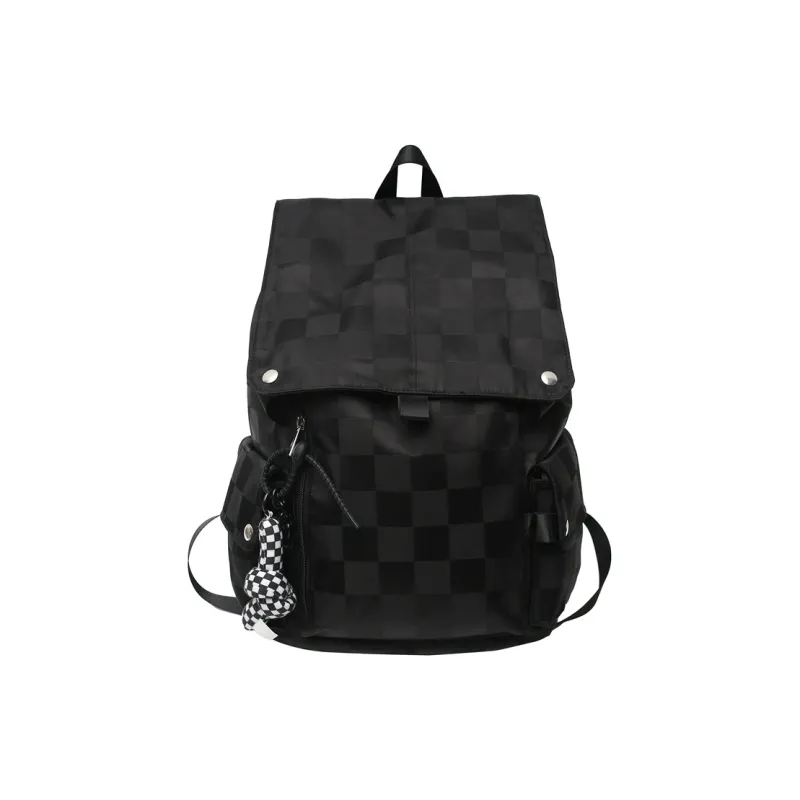 Travel Nylon Backpack Regular Unisex Black/White-5