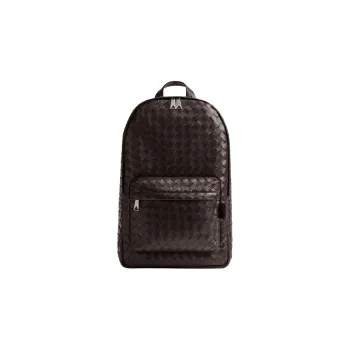 Bottega Veneta Cow Leather Backpack Medium Size Men's Chocolate Brown
