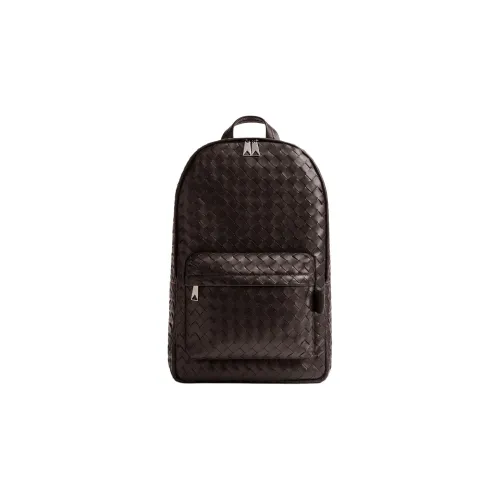 Bottega Veneta Cow Leather Backpack Medium Size Men's Chocolate Brown