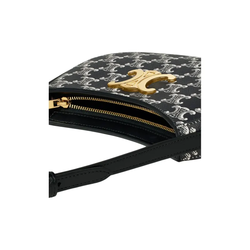 CELINE Cow Leather Binding Handbag, Shoulder Bag Women's Black-3