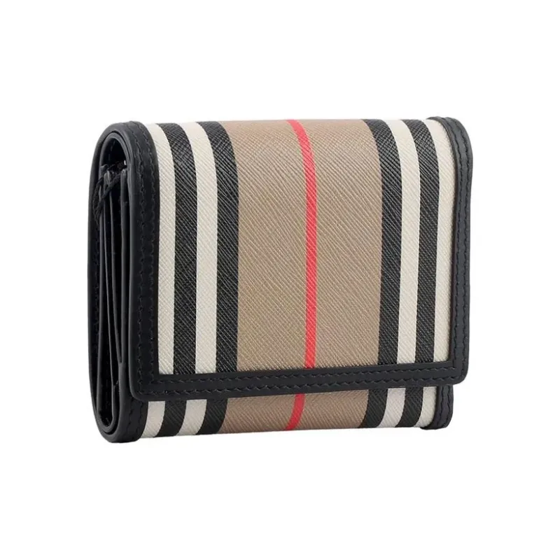 Burberry Canvas With Leather Wallet Women's Beige & Brown Black-1
