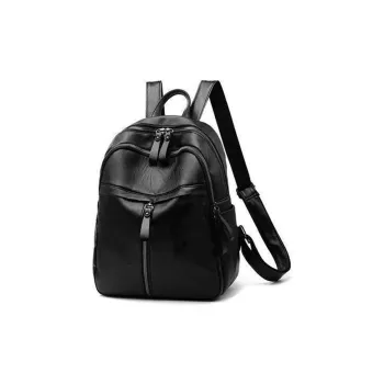 Dusen Kangaroo Pu Backpack Medium Size Unisex Black