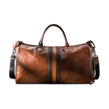 Back Step Top Grain Cow Leather Genuine Leather One Shoulder Crossbody Travel Bag Regular Unisex Black/Brown