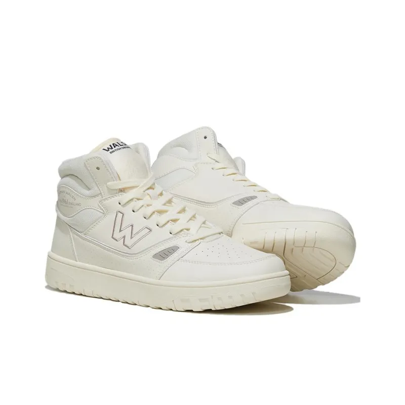 Norman Walsh White Sneakers Mid Top Skateboard Shoes Unisex Ecru-3