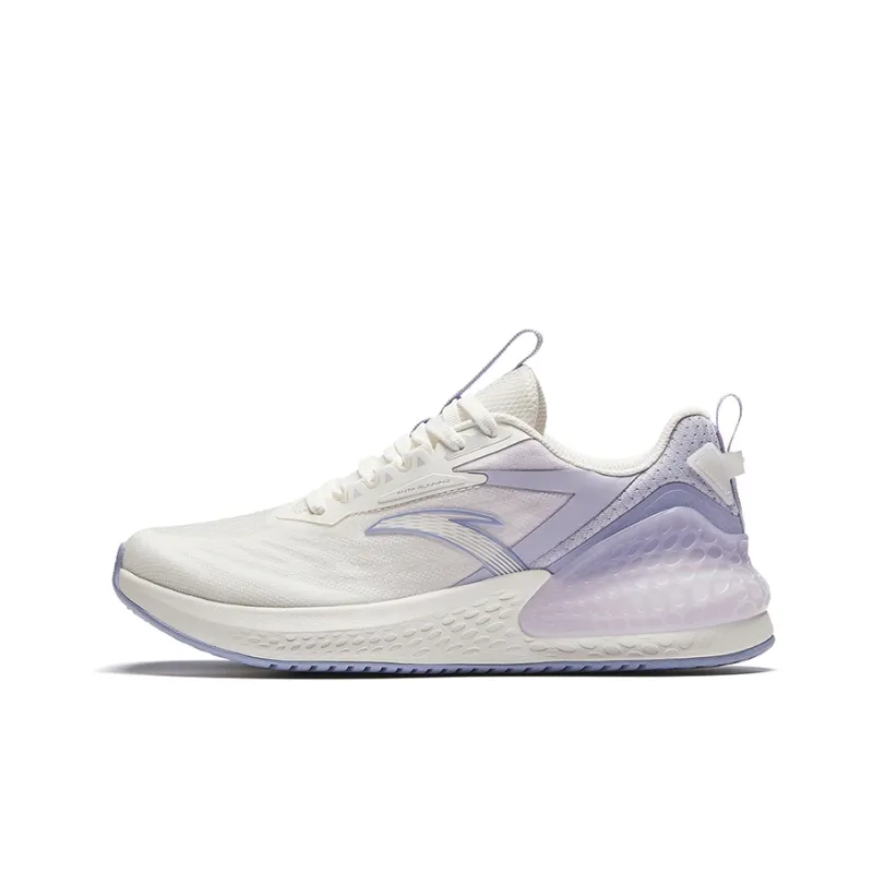 Anta C37+ Cushioned Wear Resistant Breathable Height Increasing Low Top Casual Running Shoes Women's White Purple-0