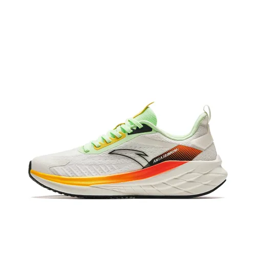 ANTA Running Collection Running Shoes Men Low-Top Ivory White/Fluorescent Shimmering Green/Basic Black