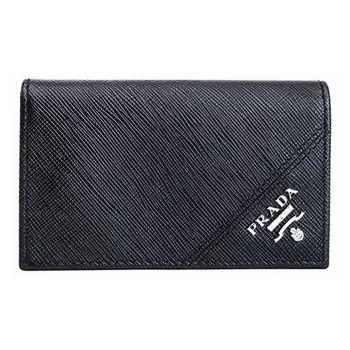 PRADA Cow Leather Wallet Card Holder Men's Black