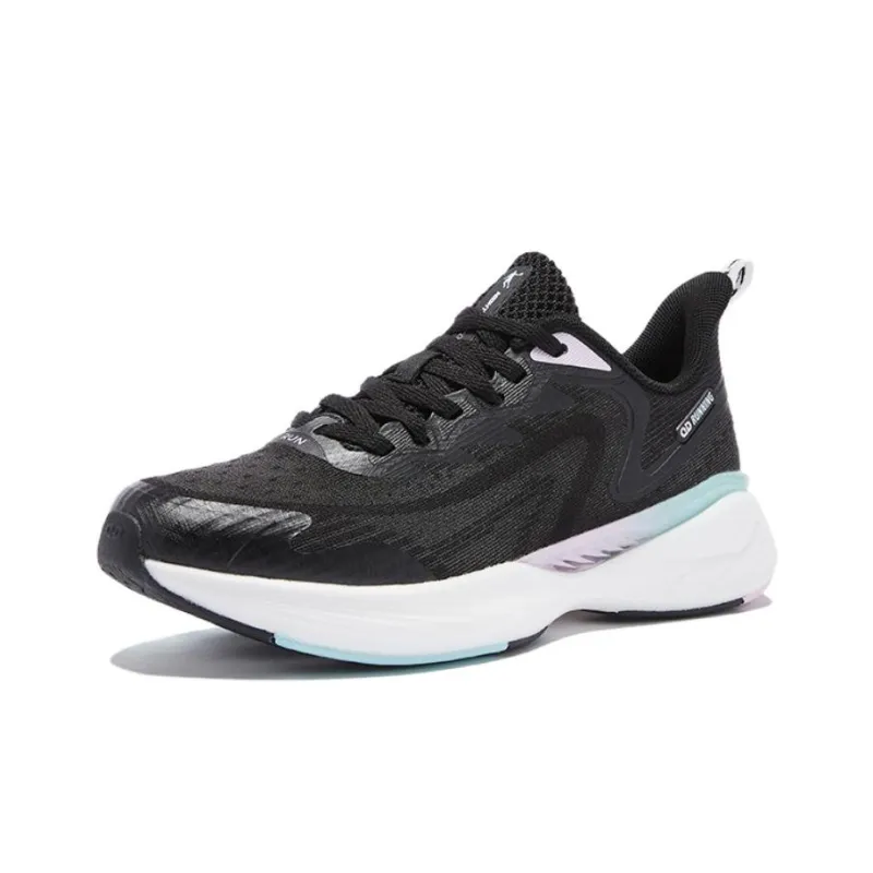 QIAODAN Flying Shadow Team1.0 Anti Slip Wear Resistant Low Top Running Shoes Women's Black Pink-2