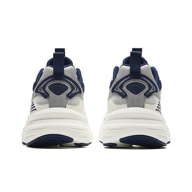 Anta Cushioning, Slip Resistant, Breathable, Height Increasing Low Top Casual Running Shoes Men's White Silver Blue-2