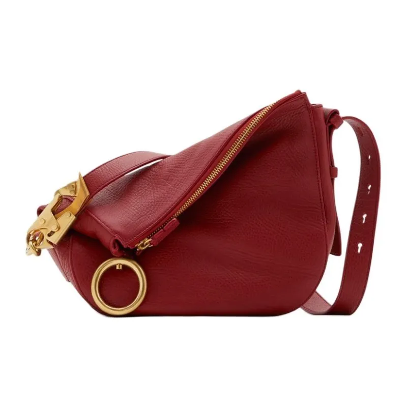 Burberry Knight Grain Calfskin Crossbody Bag, Shoulder Bag Women's Ruby Color-0