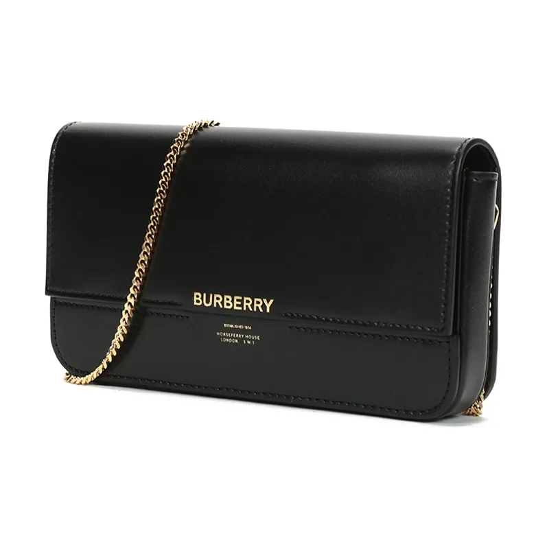 Burberry Cow Leather Clutch, Crossbody Bag, Shoulder Bag Women's Black-1