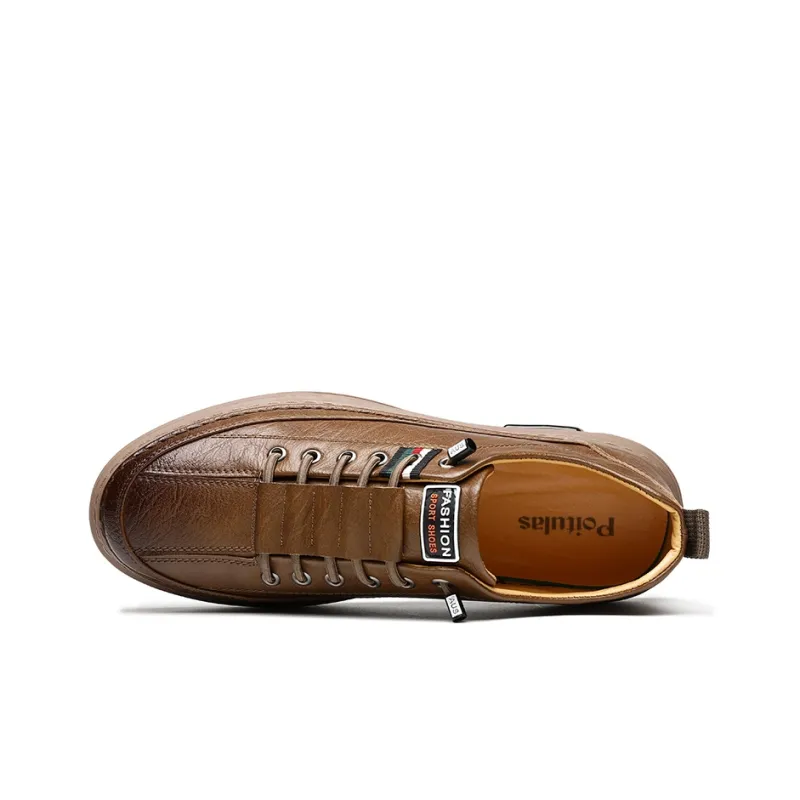 Poitulas Casual Shoes Men Low Top Black/Brown-7