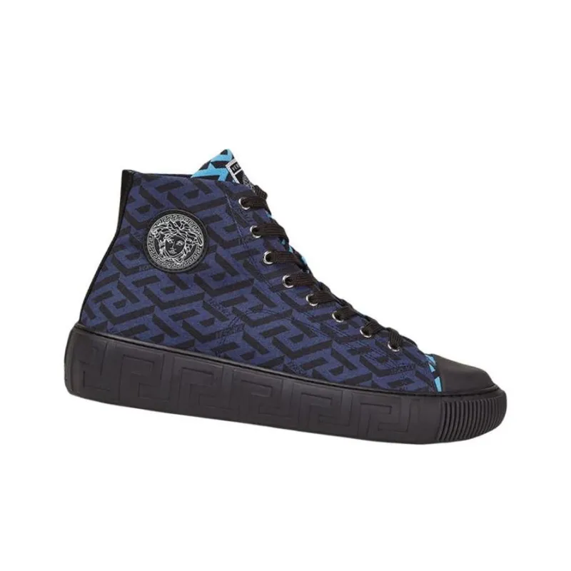 VERSACE Greca High Top Greek Print Dark Blue Black-1