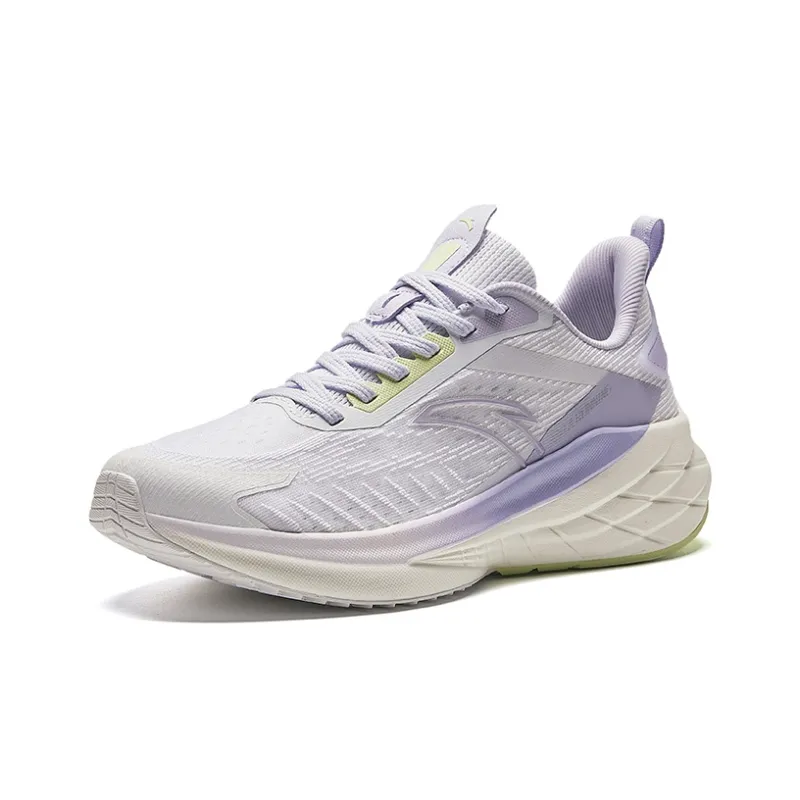 Anta Cushioned Anti Slip And Wear Resistant Lightweight Low Top Casual Running Shoes Women's White Purple-1
