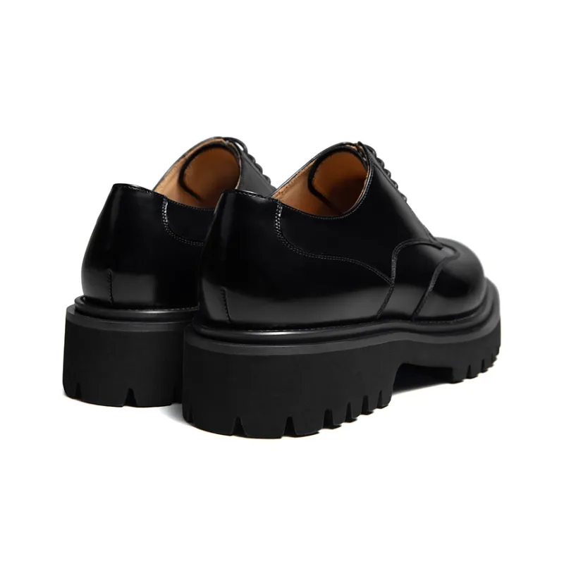 THOM WILLS Business Commute Calfskin Derby Shoes Casual Shoes Men's Black-3