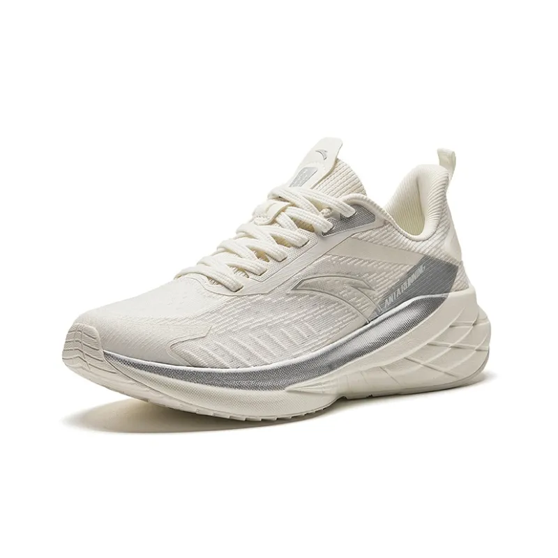 Anta Breeze Resistant Cushioned Abrasion Resistant Slip Resistant Low Top Running Shoes Women's White Gray-1