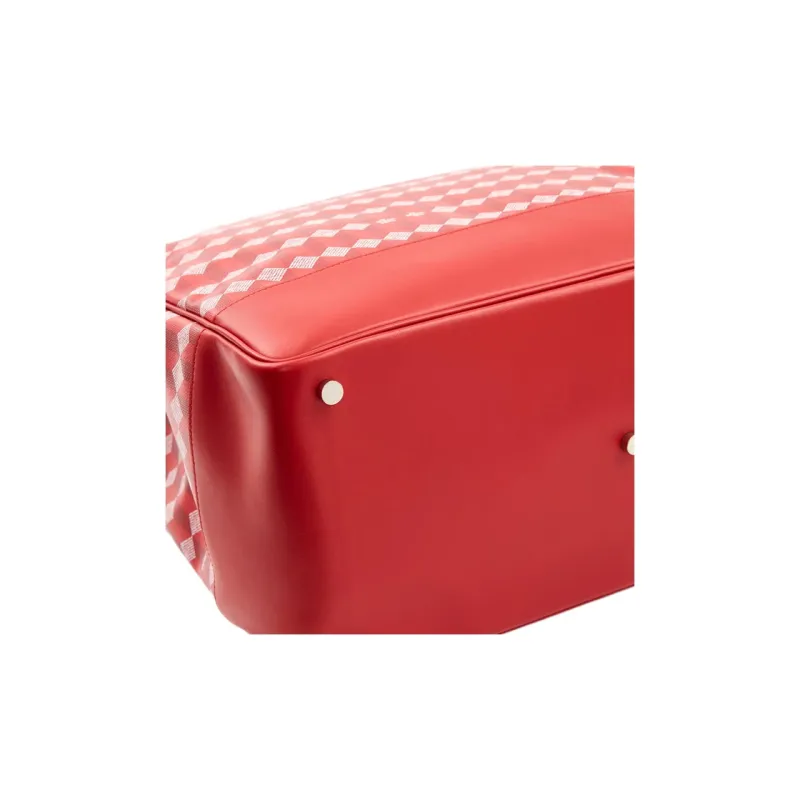 AU DEPART Coated Cotton Canvas One Shoulder Handbags Large Size Women's Red-3