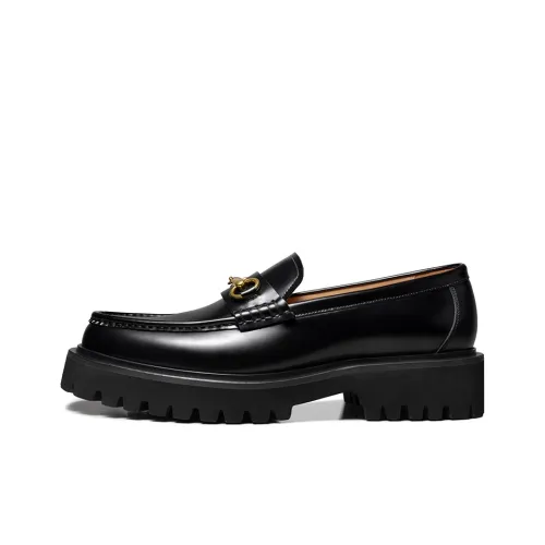 THOM WILLS British Style Casual Versatile Slip on Shoes Loafers 4.8cm Men's Black