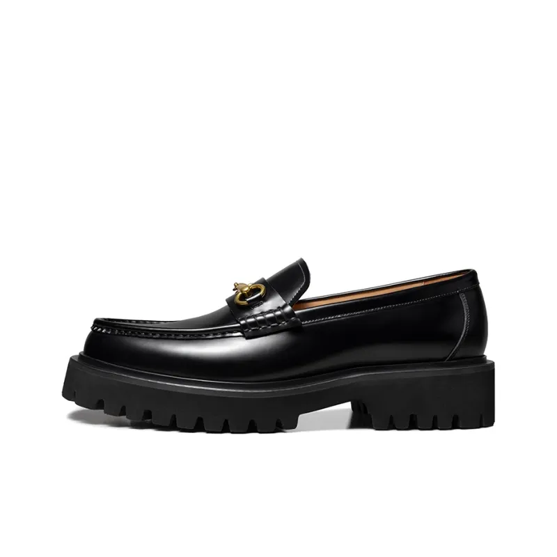 THOM WILLS British Style Casual Versatile Slip on Shoes Loafers 4.8cm Men's Black-0
