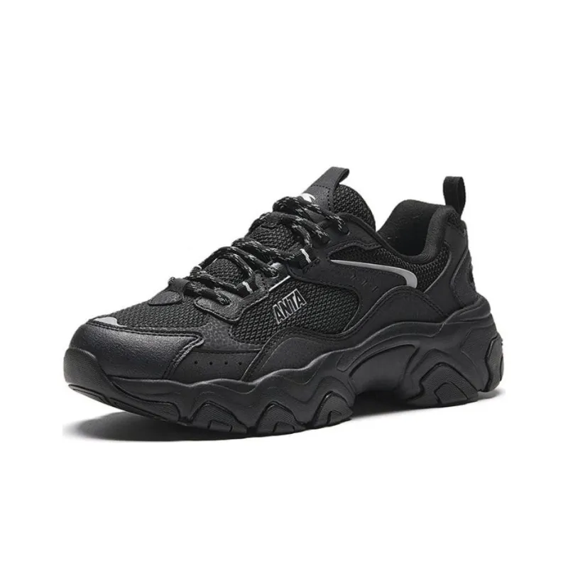 Anta Meteorite Anti Slip Wear Resistant Low Top Chunky Sneakers Women's Black-1