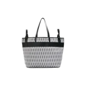 AU DEPART Reflective Jacquard Tote Bag Shopping Bag Handbag Small Size Women's White