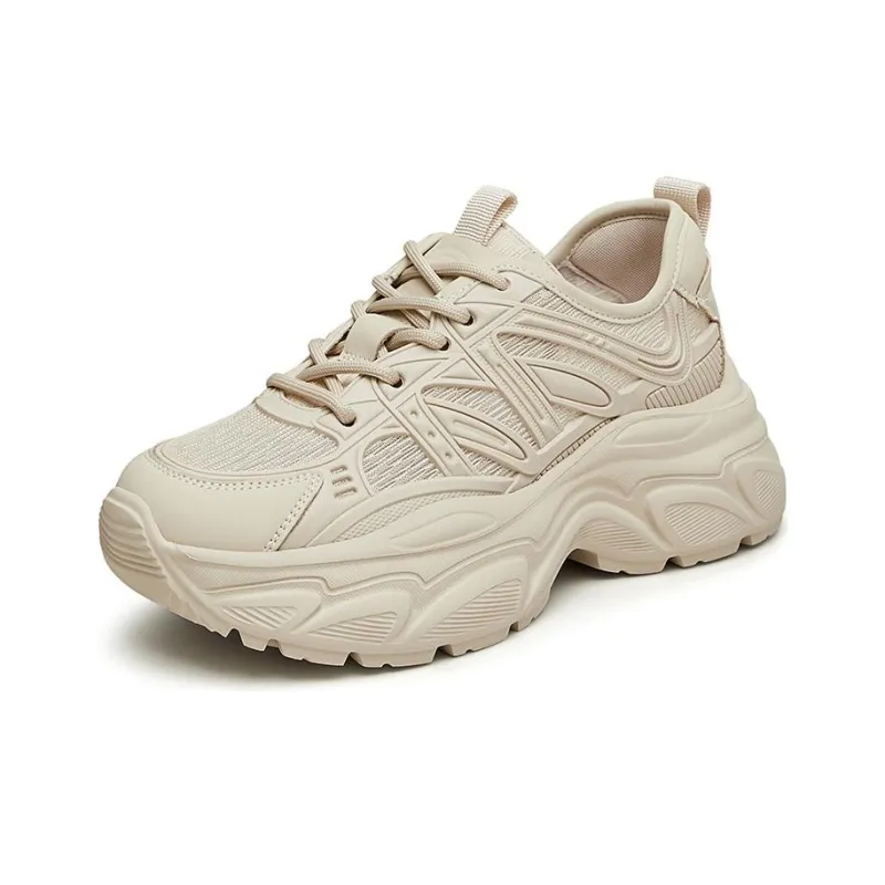 TATA Chunky Sneakers Women's Low Top Solid Color-1
