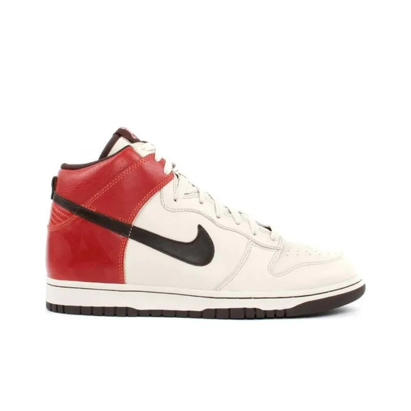 Nike Dunk Premium Abrasion Resistant Breathable High Top Skateboard Shoes Unisex White Red-1