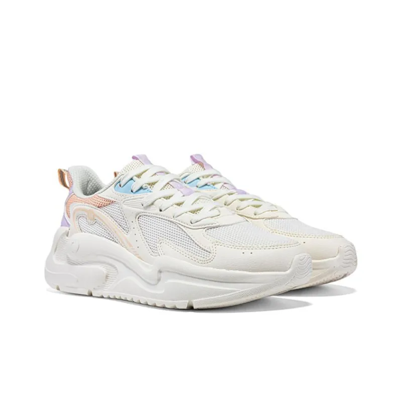 361° Cushioning Wear-Resistant Low-Top Casual Shoes Women's White Orange Purple-3