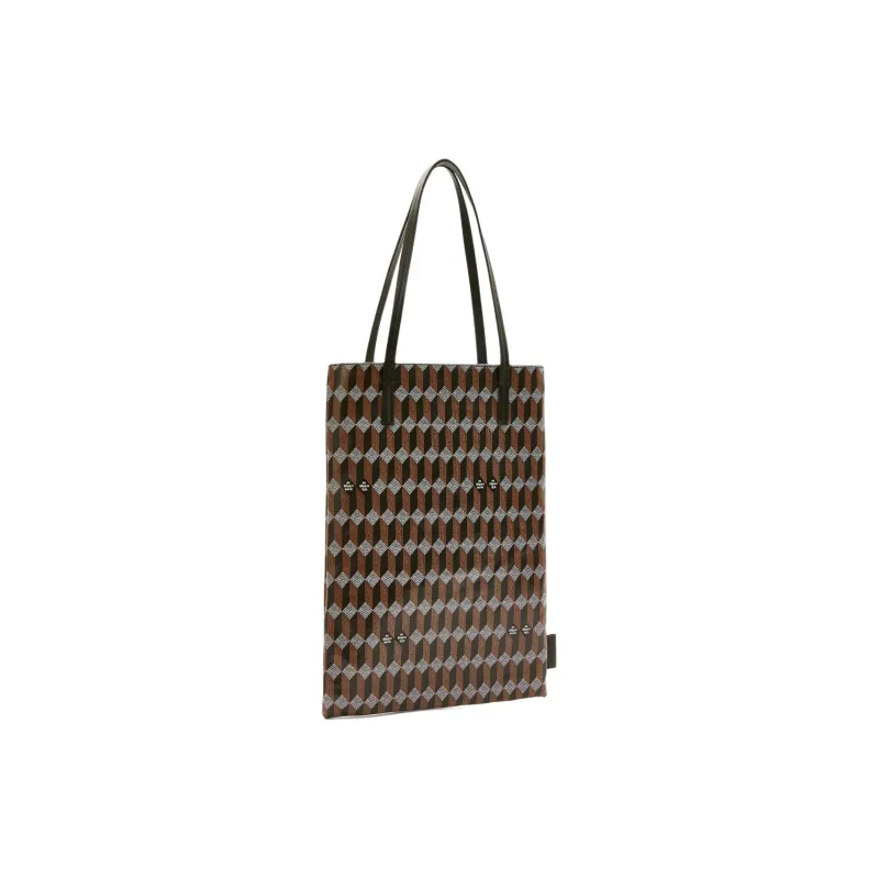 AU DEPART Coated Canvas Handbag Shoulder Bag Women's Black & Brown-1