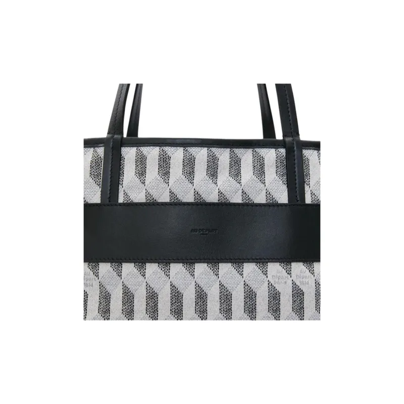 AU DEPART Reflective Jacquard Tote Bag Shopping Bag Handbag Small Size Women's White-3