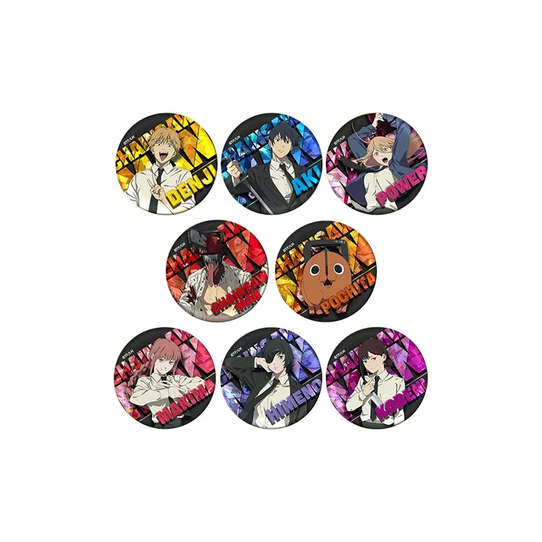 SUNRISEPOP Chainsaw Man, Chainsaw, Man Pochita, Power, Denji, Double Flash Glass Break, Badge Badges-1