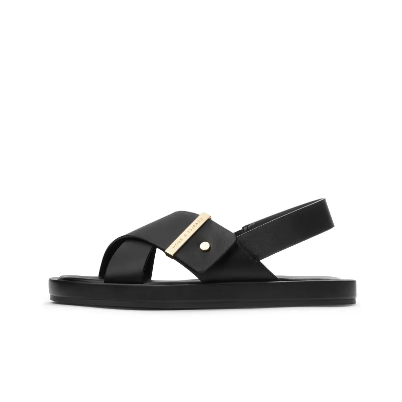 CHARLES&KEITH Small Ck One Strap Sandals 2cm Women's Chalk White/Black-4