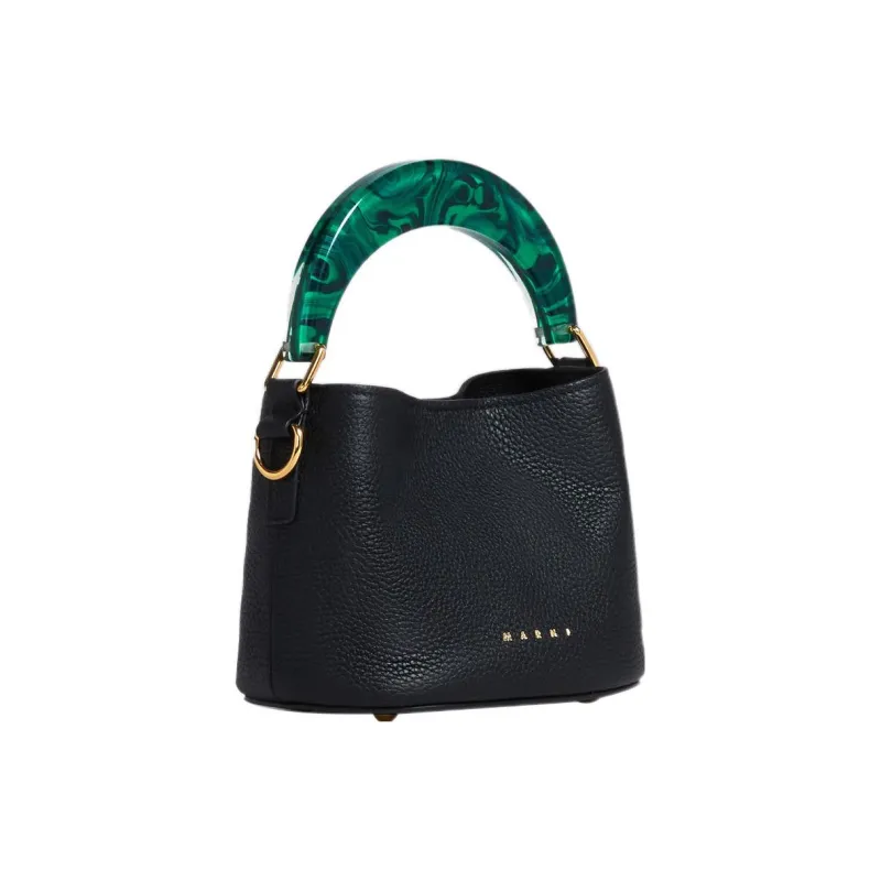 MARNI Venice Leather Bucket Bags Shoulder Bag Crossbody Bag Handbag Mini Women's Black-2