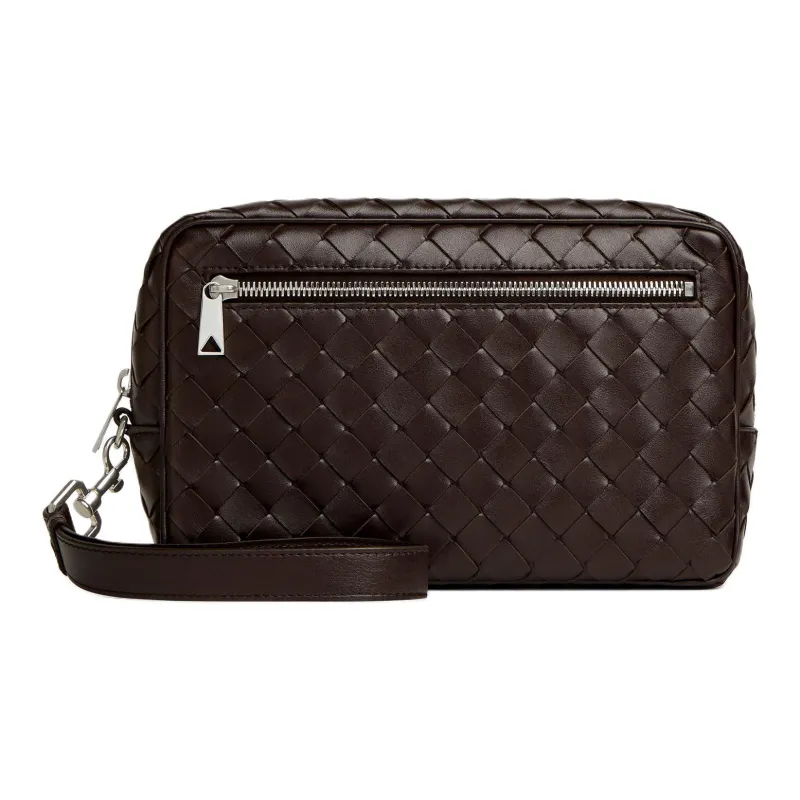 Bottega Veneta Calfskin Clutch Men's Brown-2